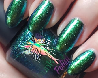 Hue Knew? | Blue Jelly Nail Polish with a Bright Green to Teal to Blue Shifting Multichrome Micro-Flake