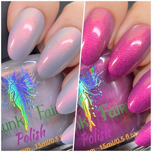 Maelstrom | A Gray (no sun) to Maroon (sun) Solar Nail Polish with a Pink to Peach to Gold to Green Aurora Shimmer