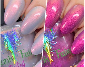 Maelstrom | A Gray (no sun) to Maroon (sun) Solar Nail Polish with a Pink to Peach to Gold to Green Aurora Shimmer