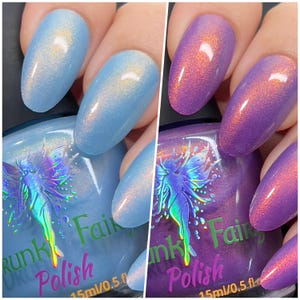Monsoon | A Baby Blue (no sun) to Aubergine Purple (sun) Solar with an Orange to Red to Gold to Green Aurora Shimmer