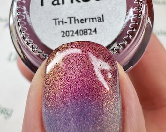 Parkour | A Tri-Thermal Nail Polish that Shifts from Deep Brown Berry, to Warm Berry, to Light Purple