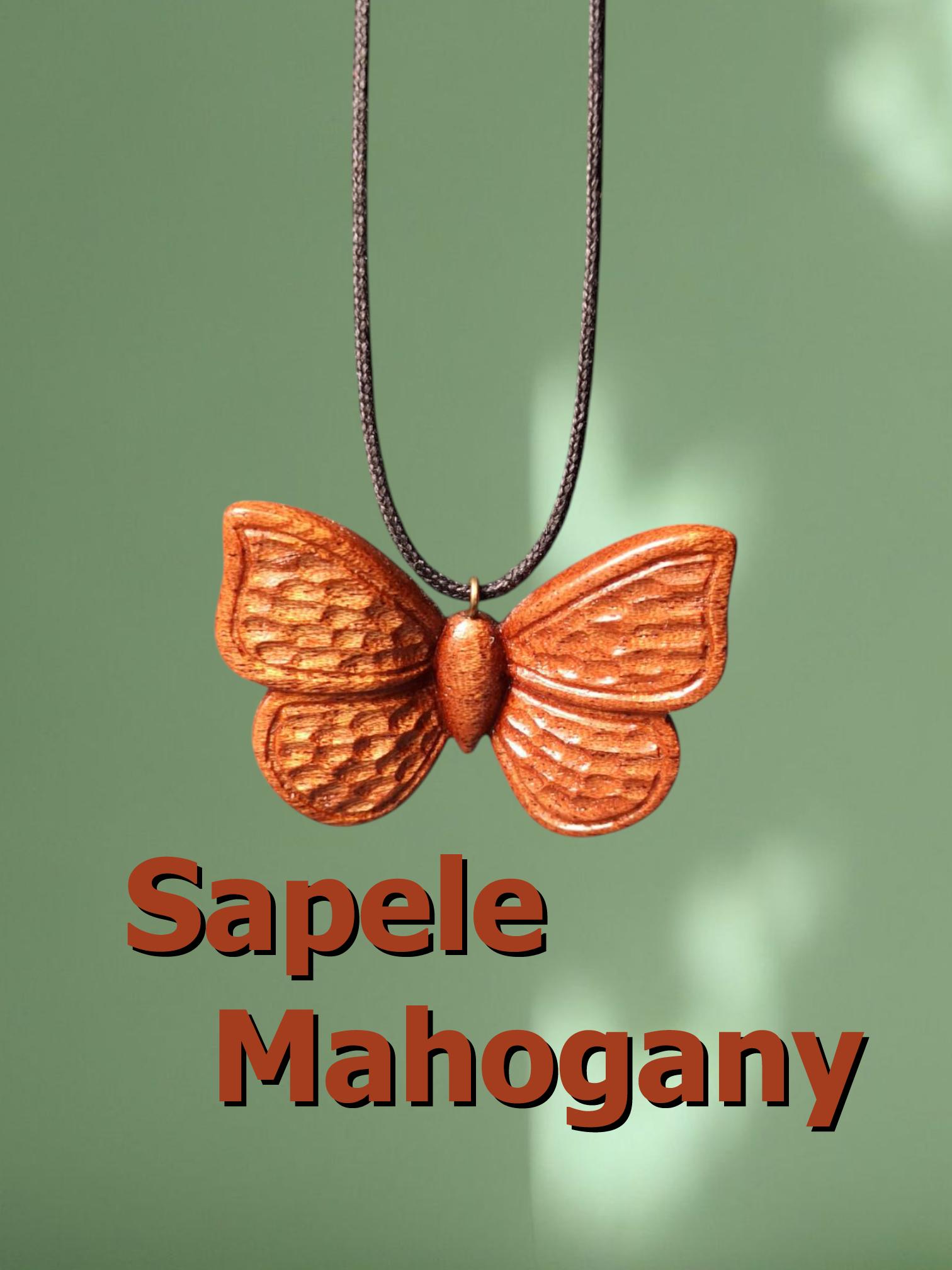 Wooden Handmade Pendant Butterfly, American Walnut, Rosewood, Amaranth, Sapele Mahogany, Bog Oak, Maple, Oak, Customization - Thumbnail 7