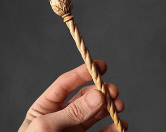 Hand Carved Maple Pinecone Hair Stick | Woodland Spiral Pin, Nature Inspired Gift, Choice of 7 Woods & Set