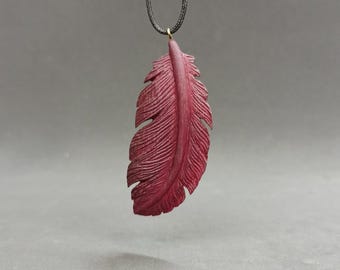Wooden Handmade Feather Pendant Feather, Amaranth, Customization