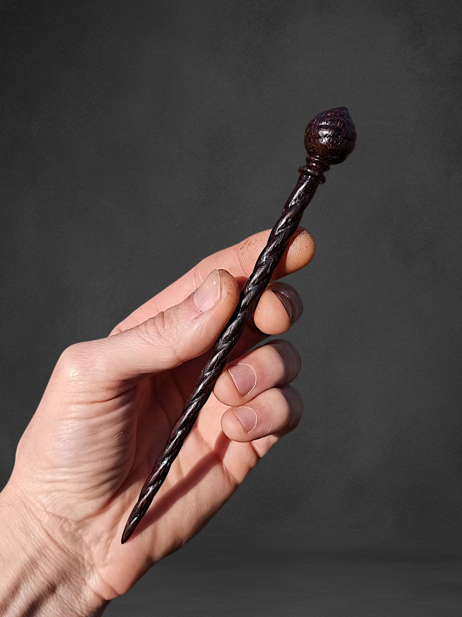 Exotic Wenge Wood Hair Stick, Hand Carved Spiral Pin, Modern Dark Hair Accessory, Choice of 7 Woods & Set