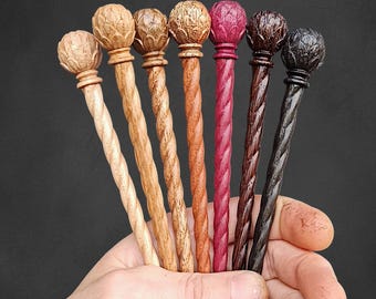 Pinecone Hair Stick Set of 7 | Hand Carved Woodland Collection, Forest Inspired Gift & Individual Woods