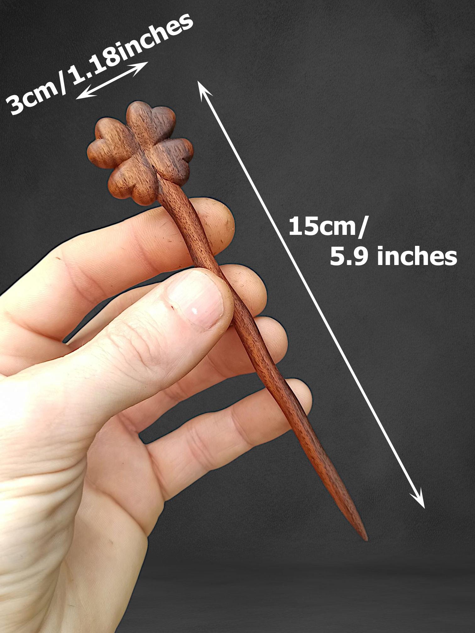 Nature's Hairpin Wooden Handmade Collection, Feather Maple, Droplet Wenge, Shamrock Rosewood, Pinecone European Walnut, Hair Stick Bun Pin - Thumbnail 7