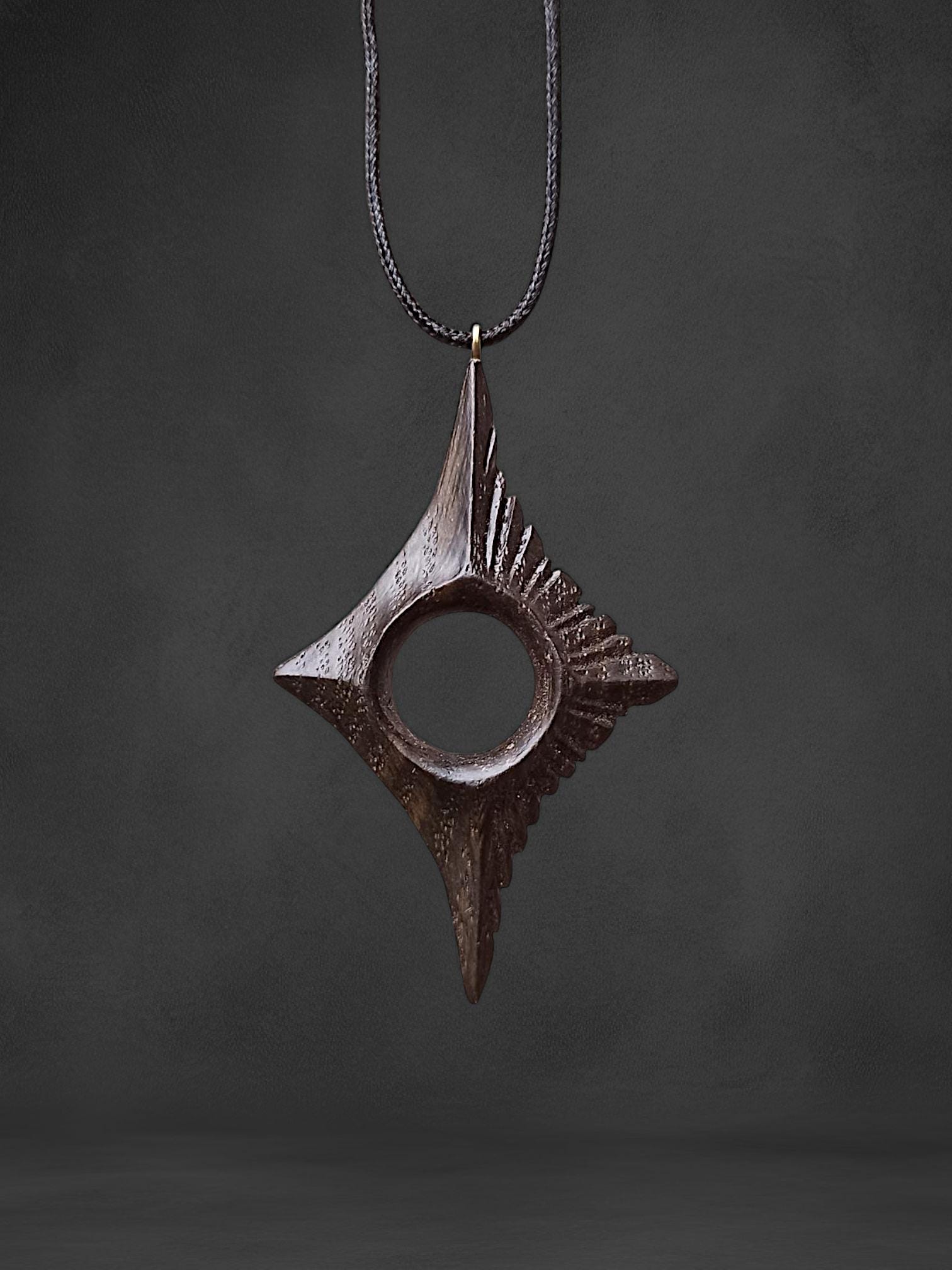 Handcrafted Geometric Wooden Pendant Star of Dark, Maple, Sapele, Bog Oak, Multi-Wood, Customization - Thumbnail 7