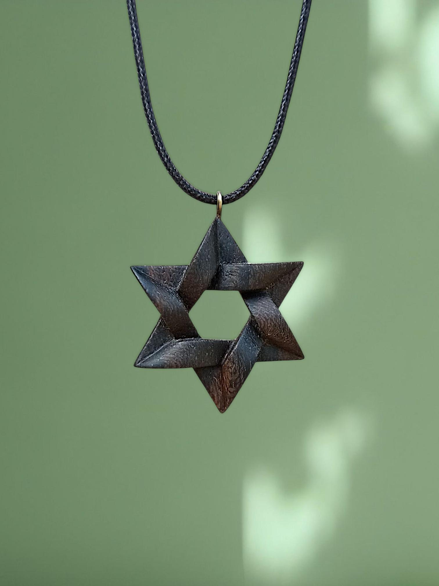 Star of David Handmade Wooden Pendant, Cocobolo, Dalbergia, Customization