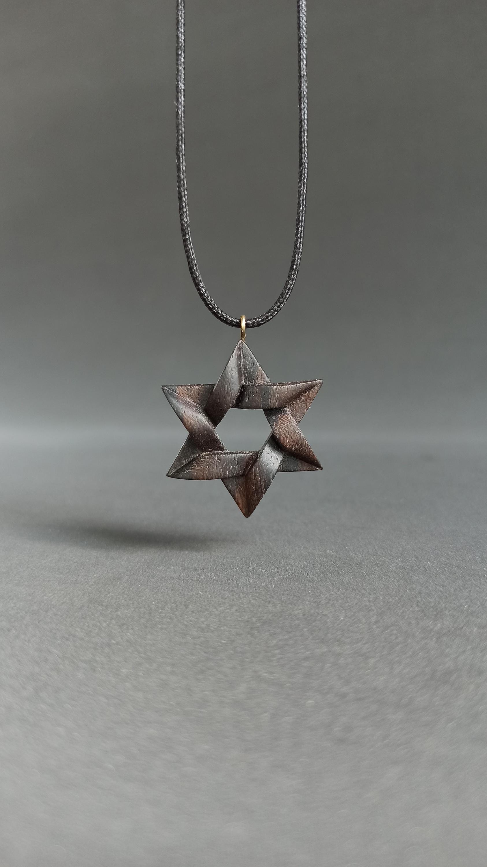 Star of David Handmade Wooden Pendant, Cocobolo, Dalbergia, Customization - Thumbnail 6
