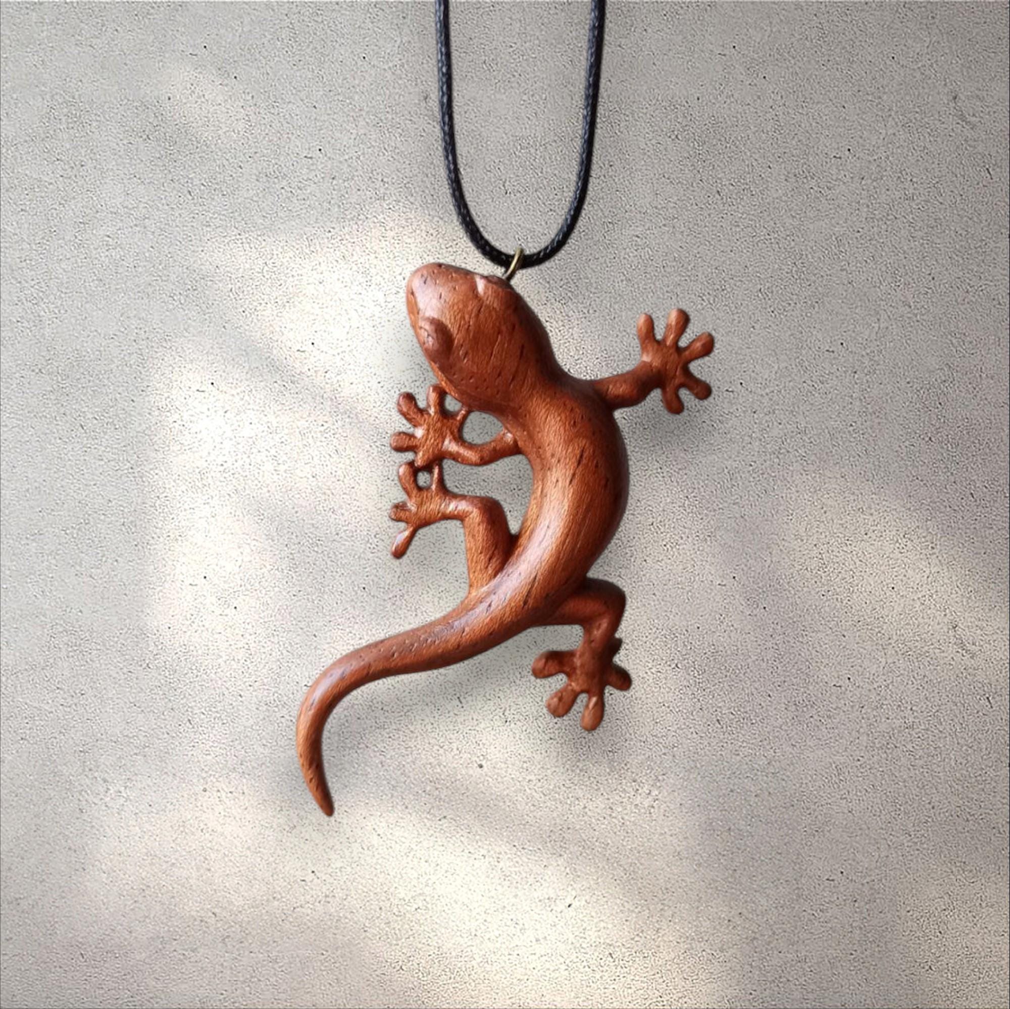 Wooden Handmade Pendant Gecko, Lizard, Jatoba, Customization