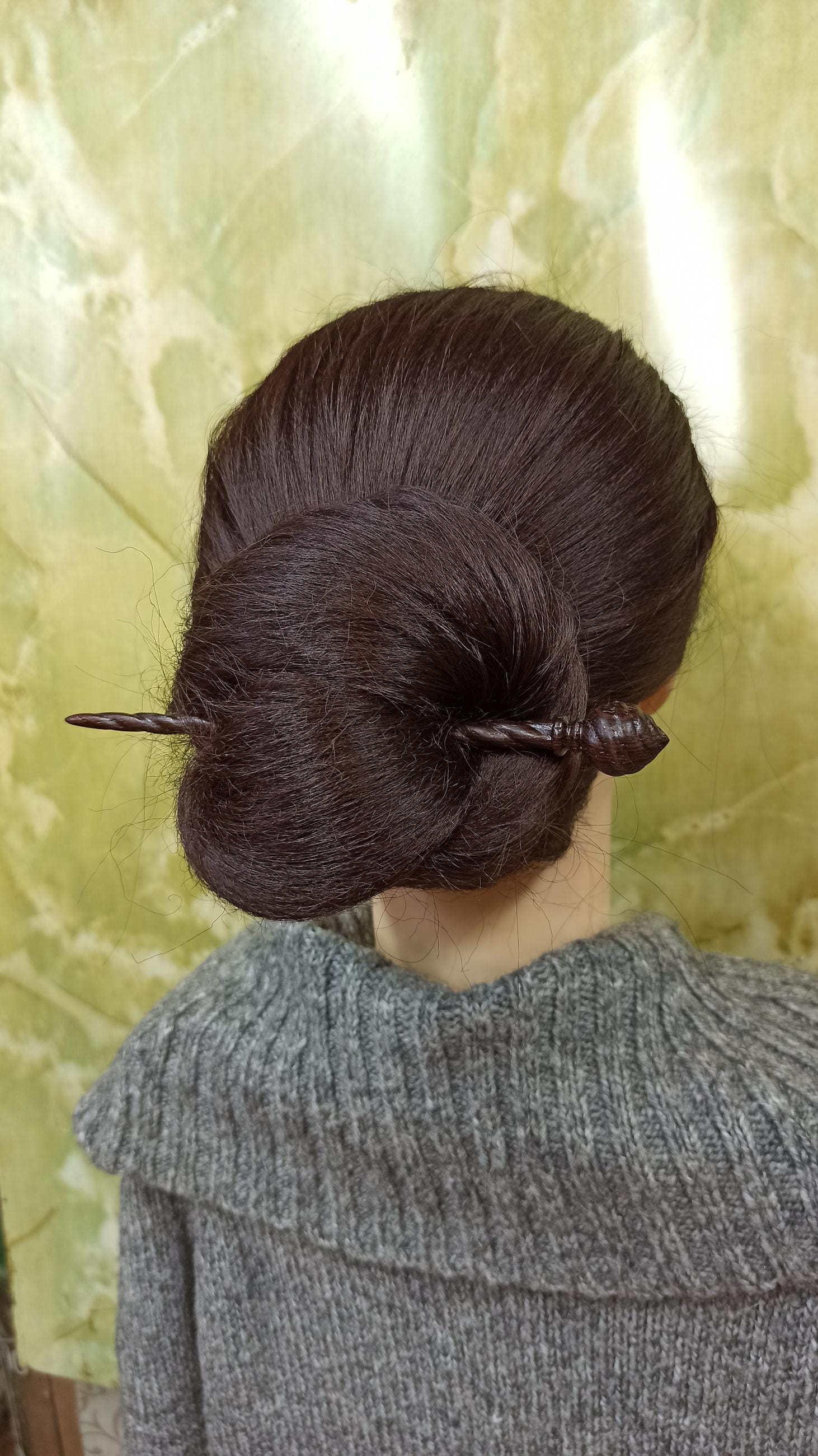 Exotic Wenge Wood Hair Stick, Hand Carved Spiral Pin, Modern Dark Hair Accessory, Choice of 7 Woods & Set - Thumbnail 7