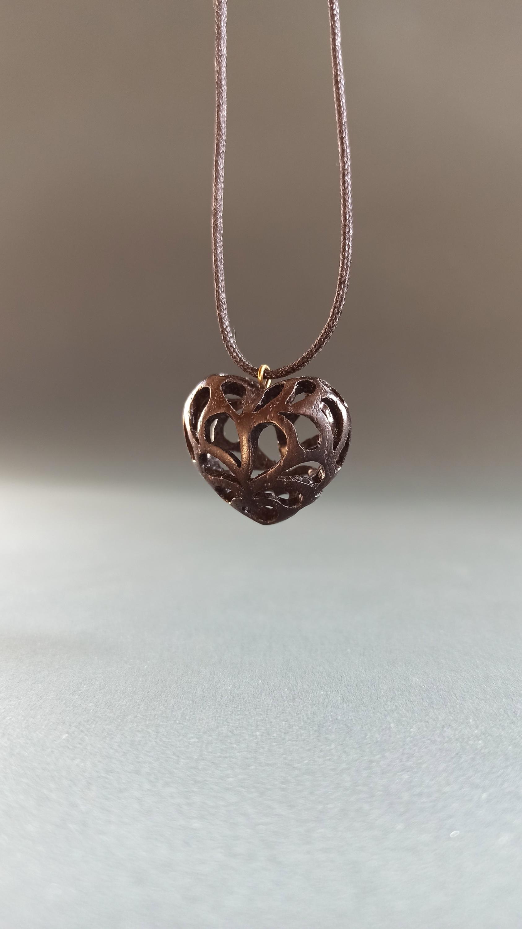 Wooden Handmade Pendant Openwork Heart, Bog oak, Maple, Mahogany, Amaranth, Rosewood, Customization - Thumbnail 5