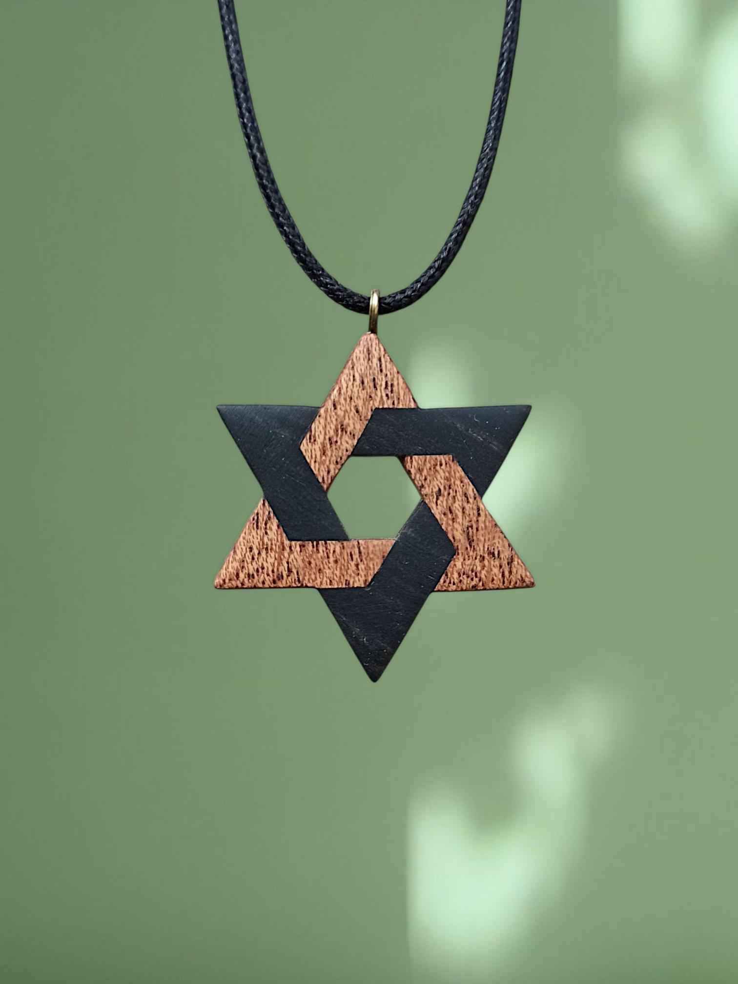 Star of David Handmade Wooden Pendant, Sapele & Ebony, Customization