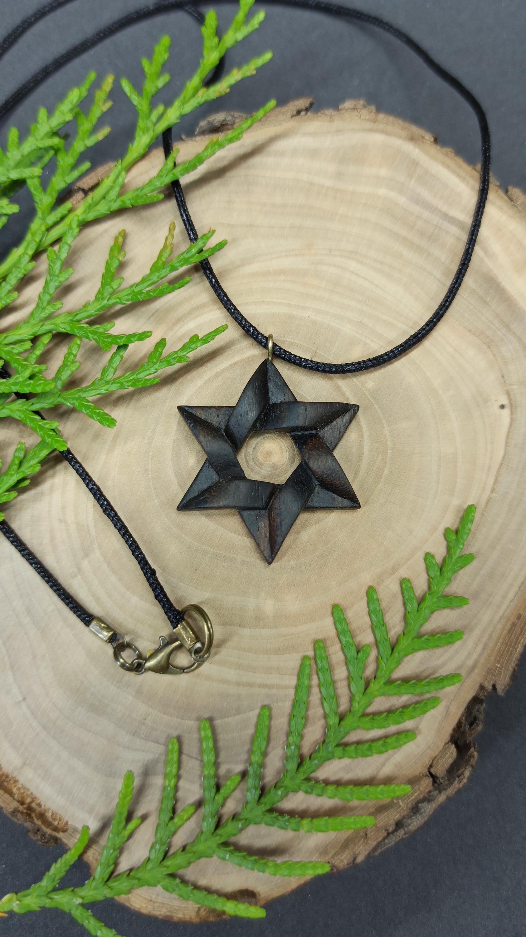Star of David Handmade Wooden Pendant, Cocobolo, Dalbergia, Customization - Thumbnail 2