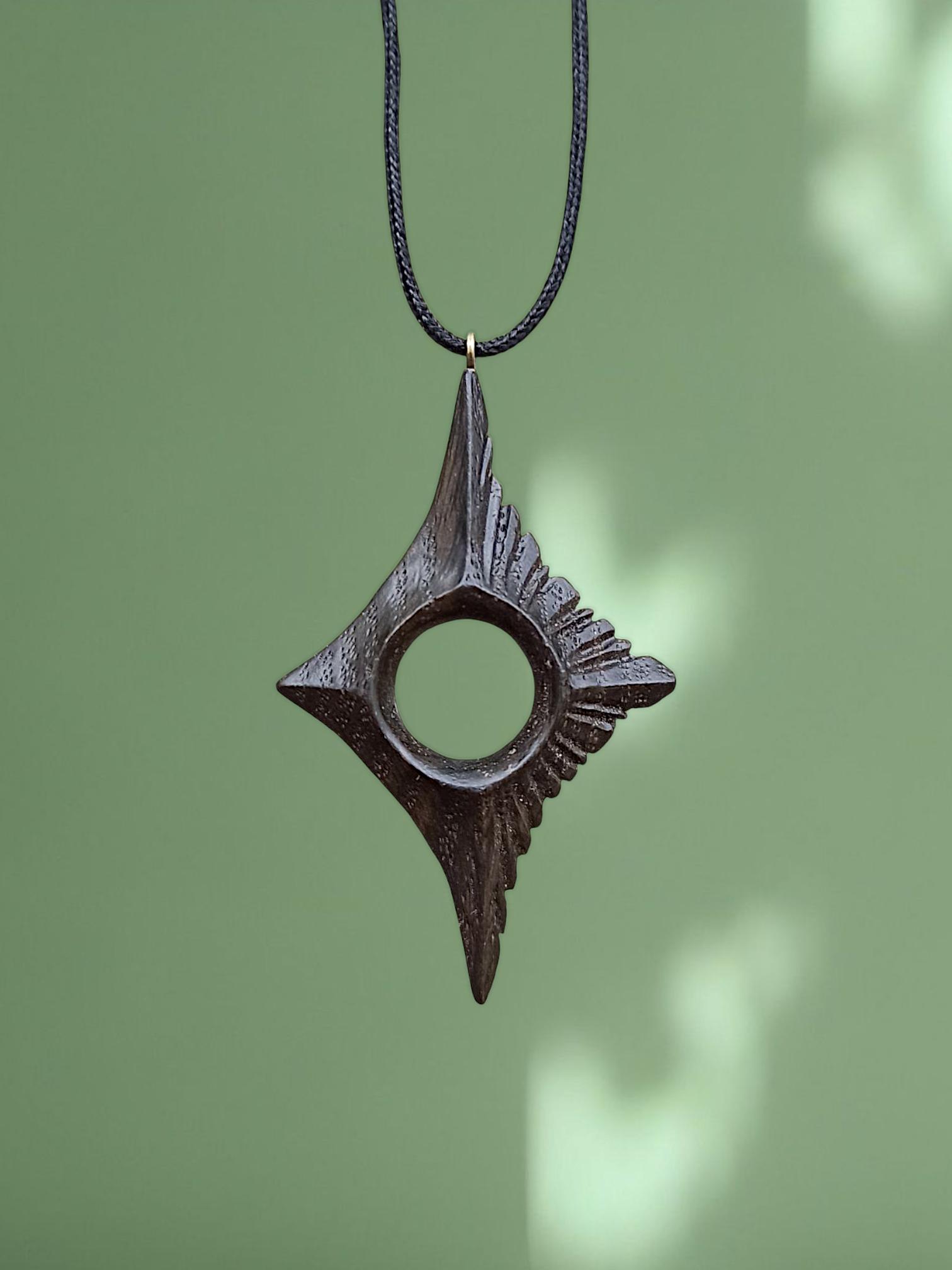 Handcrafted Geometric Wooden Pendant Star of Dark, Maple, Sapele, Bog Oak, Multi-Wood, Customization