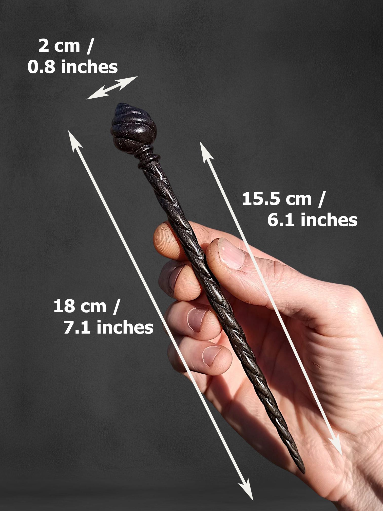 Hand Carved Bog Oak Hair Stick, Spiral Wood Hair Pin, Dark Academia Accessory, Choice of 7 Woods & Full Set - Thumbnail 6