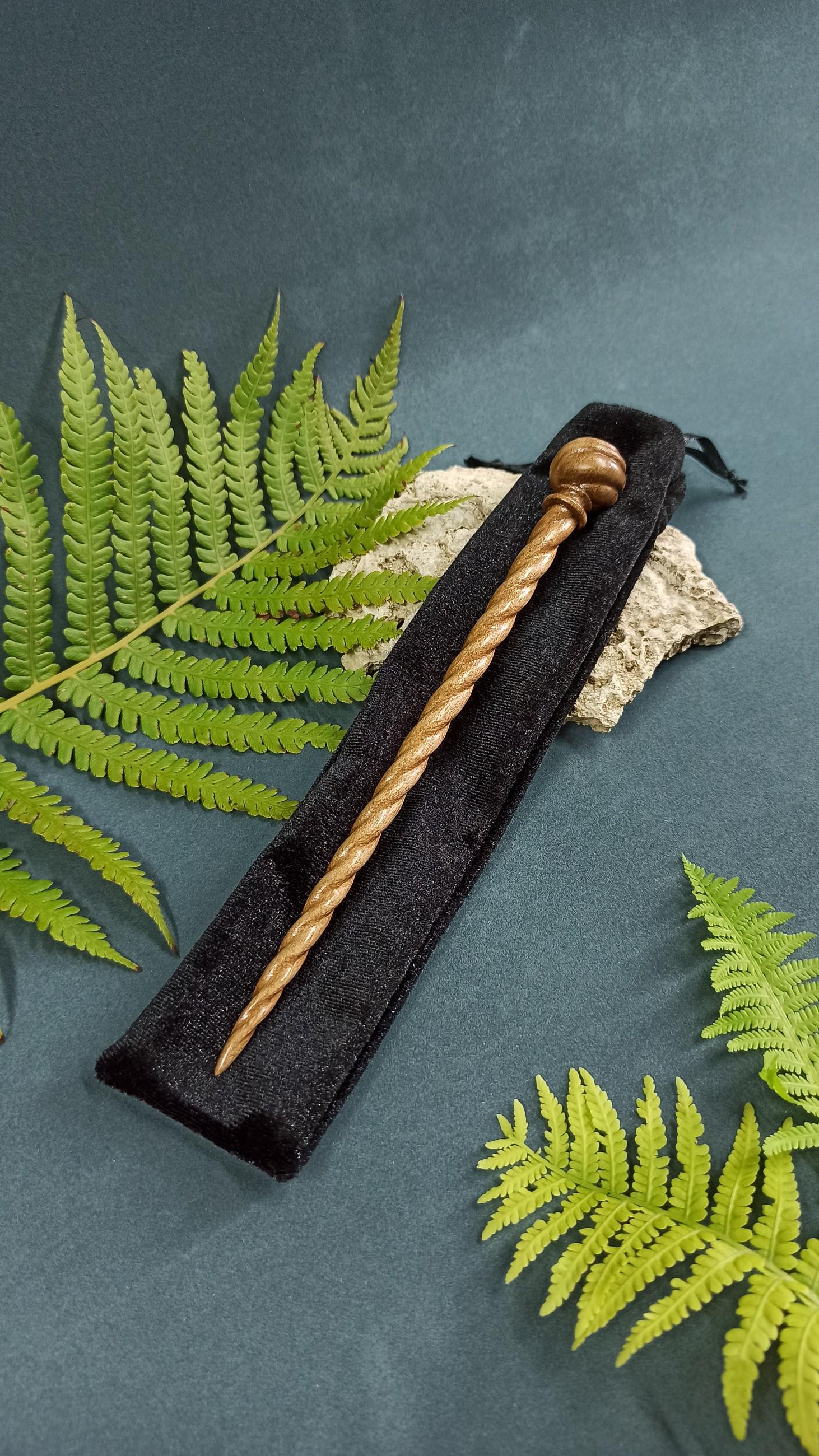 Carved Walnut Wood Hair Stick, Elegant Spiral Hair Pin, Classic Woodland Accessory, Choice of 7 Woods & Set - Thumbnail 3