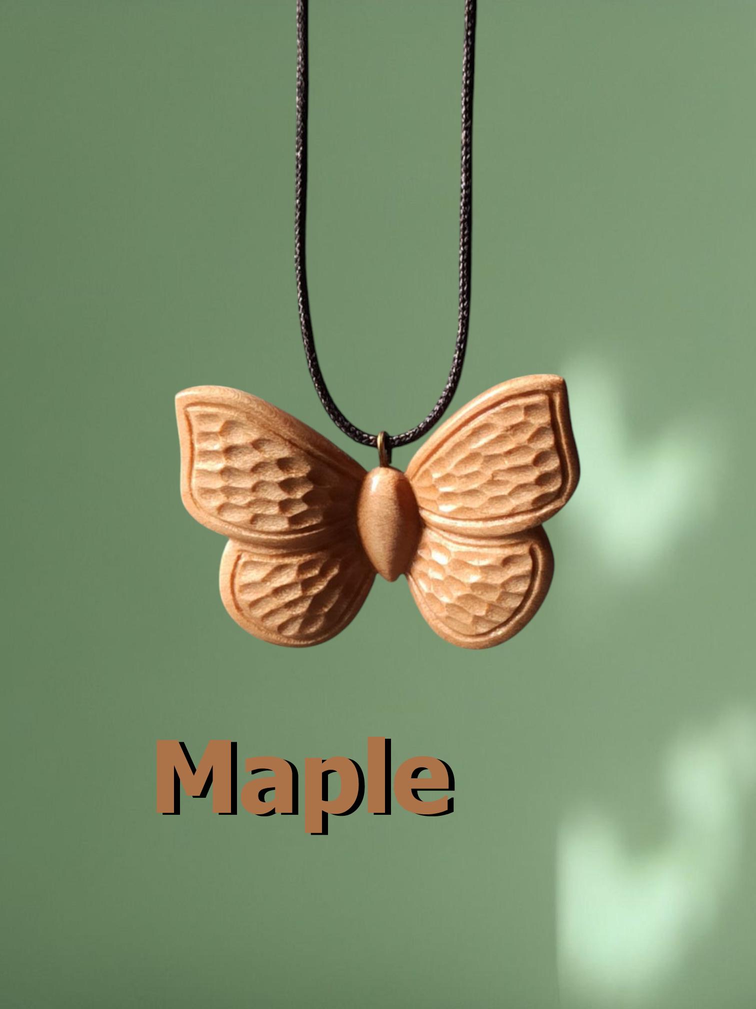 Wooden Handmade Pendant Butterfly, American Walnut, Rosewood, Amaranth, Sapele Mahogany, Bog Oak, Maple, Oak, Customization - Thumbnail 5