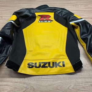 Suzuki GSXR Racing Motorbike Cowhide Leather Jacket New Suzuki Men&#39;s Motorcycle Biker Jacket, Gift For Him, Gift For Husband, Gift For Biker