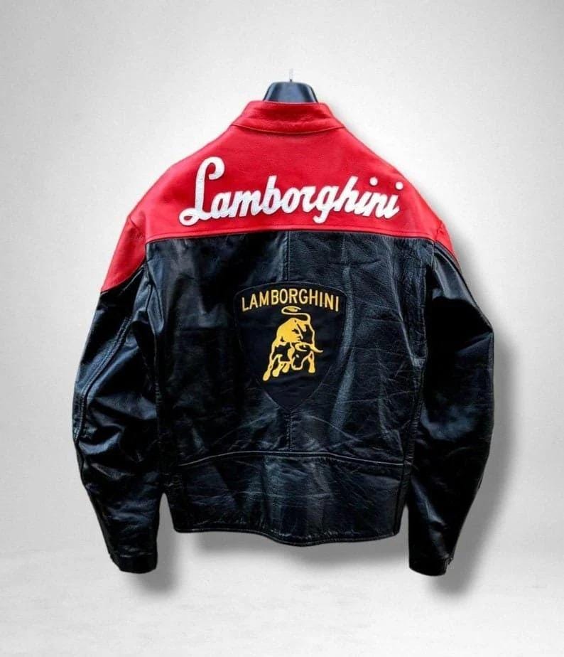 BECK レッド レーシングジャケット Mサイズ Lamborghini Racing Jacket: Italian Handmade Lambskin Leather