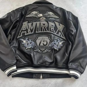 Blouson iconique édition AVIREX USA, blouson aviateur militaire, blouson aviateur pour homme, veste en cuir originale pour lui, cadeau pour lui