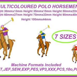 Polo Horsemen Multicolored Horse and Rider Embroidery Designs , Machine Embroidery Digital Designs Instant Download