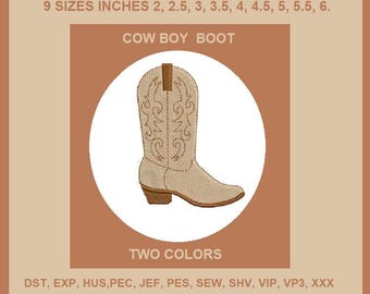 USA Cowboy Cowgirl Boot Machine Embroidery Design