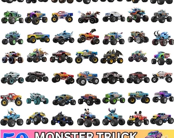 Monstertruck PNG-Bundle: Sublimationsdesigns & Clipart für Cricut, Kleinkind LKW, OffRoad