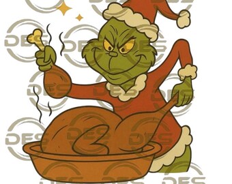 Monstruo navideño verde gruñón PNG / Diseño divertido para banquetes navideños / Lindo diseño festivo para sublimación