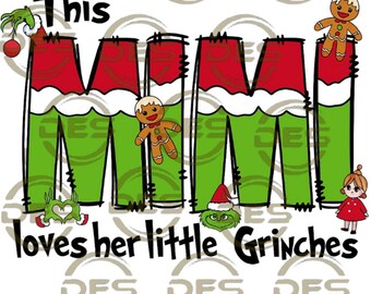 SVG de abuela navideña divertida / Diseño de Mimi, el monstruo verde gruñón / Lindo clipart navideño