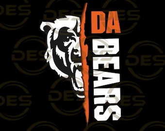 Da und Bär PNG, Bärengesicht Split-Design, Bärengrafik im Chicagoer Stil, Sportfan-Shirt-Design, digitaler Download