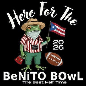 Re-tro Pue-rto Ri-co Frog Football Shirt Design Tropical 2026 Game Day Coqui  Carib-bean Sports Fan Half Time PNG Island Vibes Benito Bowl