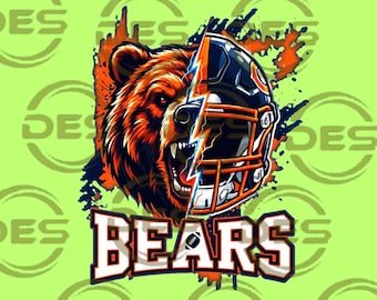 Fierce Bär Fußball Design | Wildes Tier Sport Kunst | Grizzly Helm geteilte Grafik | Game Day Fan T-Shirt Aufdruck