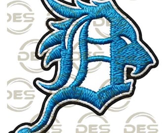 Blauer Löwenkopf Aufnäher | Gesticktes Tier-Logo-Design | Fierce Beast Bügelbild | Sport-Fan Geschenk | Benutzerdefinierte Jacke Dekor
