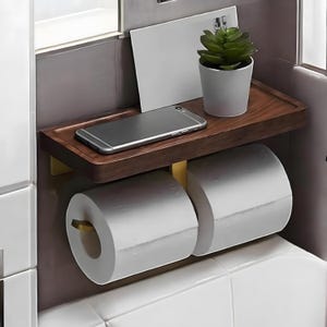 Wandmontierter Toilettenpapierhalter aus massivem Nussbaumholz - Stilvoller und langlebiger Badezimmer-Toilettenhalter, garantierte Qualität