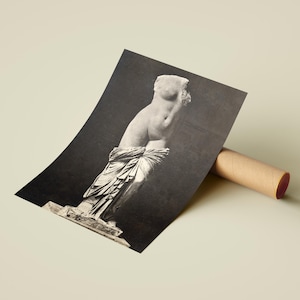 antica stampa poster di venere greca - arte murale della dea afrodite - cartolina di mercato trovata - decorazione statua wabi-sabi - accademia oscura archeologica