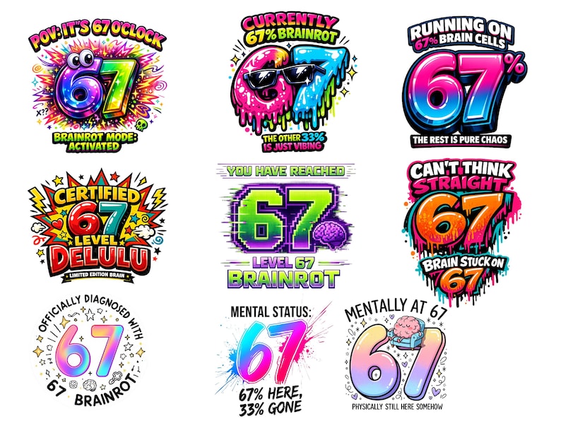 Steal a Brainrot 67 Png Bundle, SVG Bundle of Talian Brainrot Kids ...
