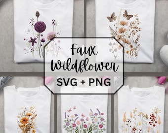 Mental Health PNG, Wildflower Bouquet Png, Faux Embroidery Png, Christian Png Bundle, Floral PNG, SVG, Sublimation Designs, Digital download