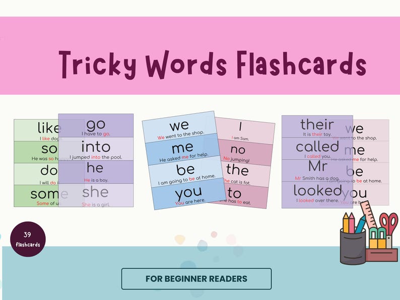 Tricky Word Flash Cards | Printable Sight Words Set | Phonics & Reading ...
