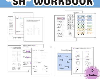 SH Phonics Workbook | Beginning Sounds, Blends & Digraphs Activities for Kids