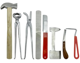 8Pcs Farrier Hoof Trim Tool Kit with Carry Bag Professional Equestrian Horses Hoof Trimming Metal Tools Rust Free
