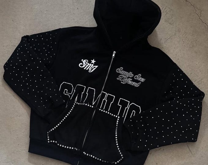 SAMLIC Full Zip Hoodie Bold Blinged and Cozy - Etsy