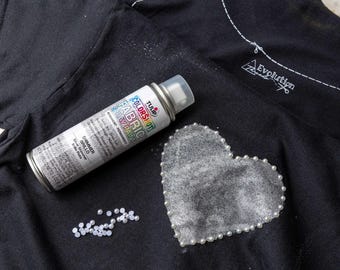 DIY T-Shirt Kit – Metallic Spray, Pearls & Cutting Guide Included - Customizable Gift Craft Night, Parties, All Ages