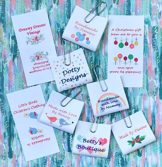 Personalised Sew-In Fabric Loop Labels: Custom Handmade Clothing Garment Tags