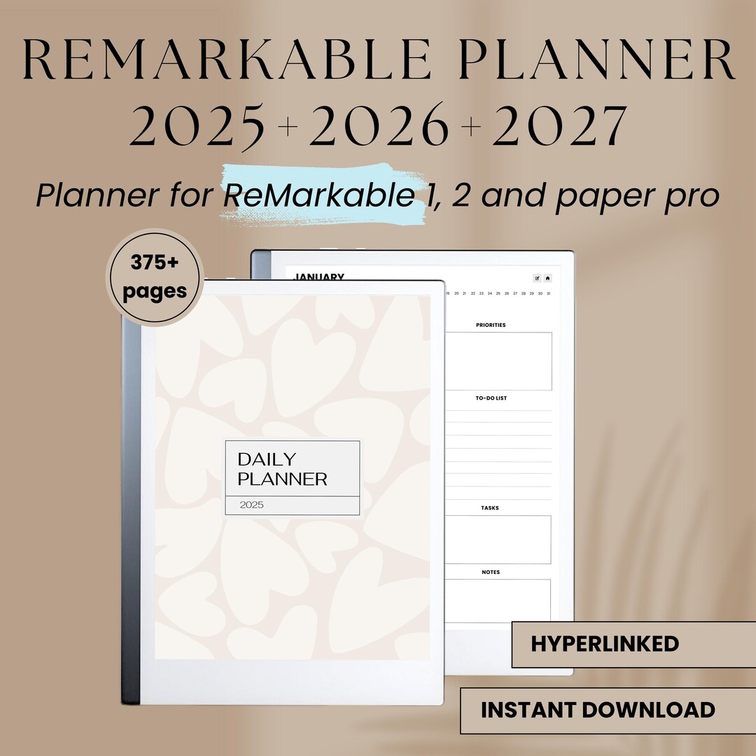 Remarkable 2 Planner Template for 2025+2026+2027 Remarkable Calendar