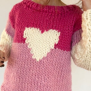 KNITTING PATTERN- Big Heart Sweater.  child- adult sizes.  Love sweater PDF Download