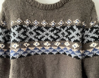 KNITTING PATTERN- Men's Fair Isle Sweater.  knitting pattern pullover PDF