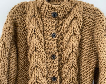 KNITTING PATTERN- Bulky Cable Crop Cardigan.  PDF download sweater knitting pattern