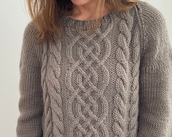 KNITTING PATTERN- The Weekend Pullover.  Knitting pattern cable sweater